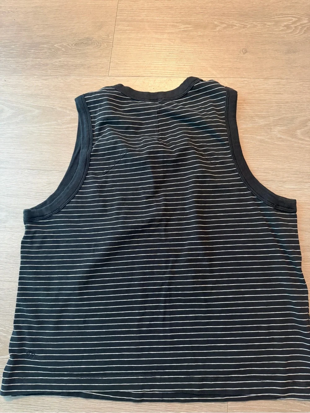 Lululemon classic fit cotton blend tank top synchronise stripe black white